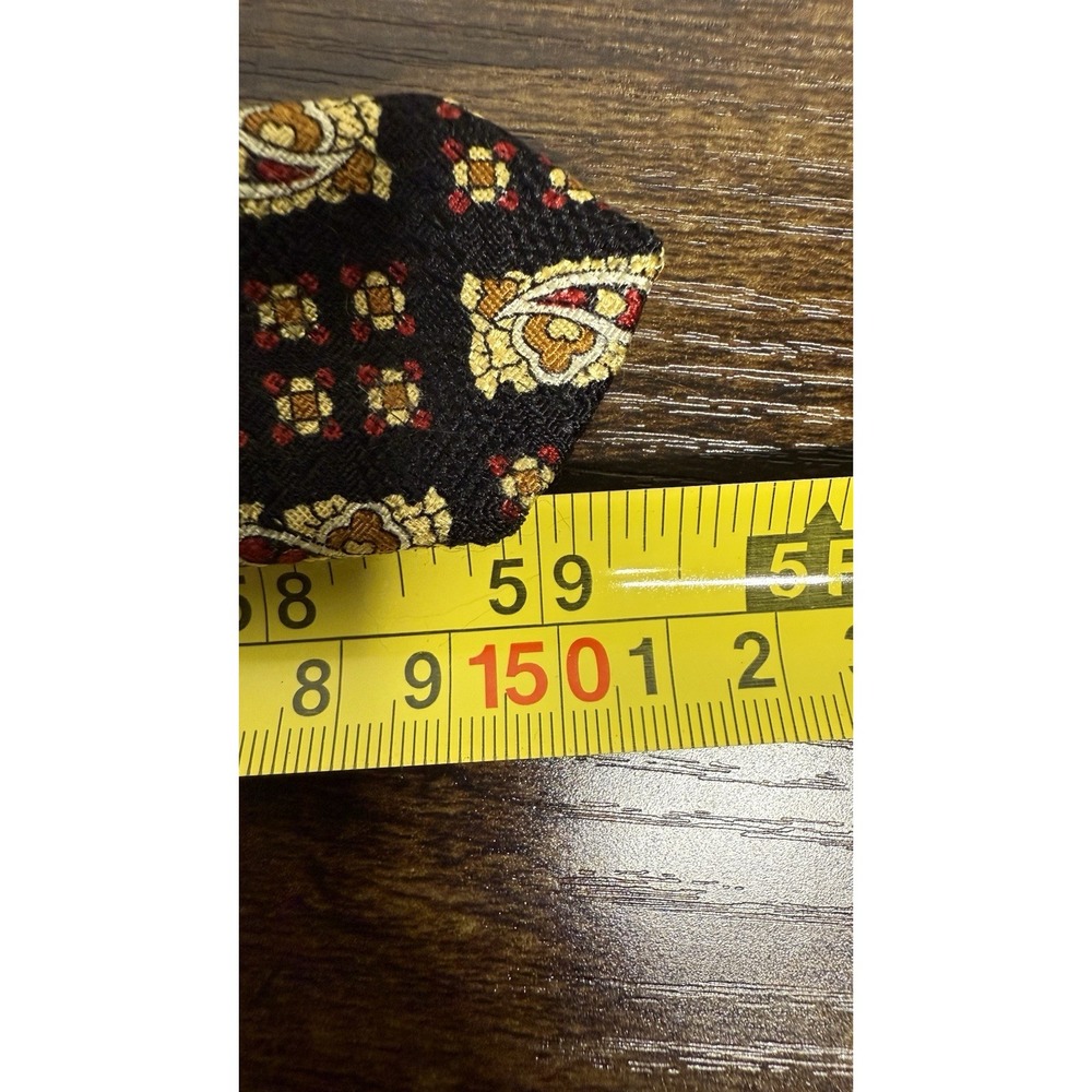 Valentino Rudy Italy 100%Silk‎ Tie Black Paisley Geometric Vintage Designer - Picture 6 of 9
